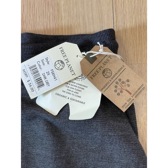 NWT Men’s Free Planet Dark Gray Shorts Draw String Organic Sustainable Size 2X - Picture 2 of 6